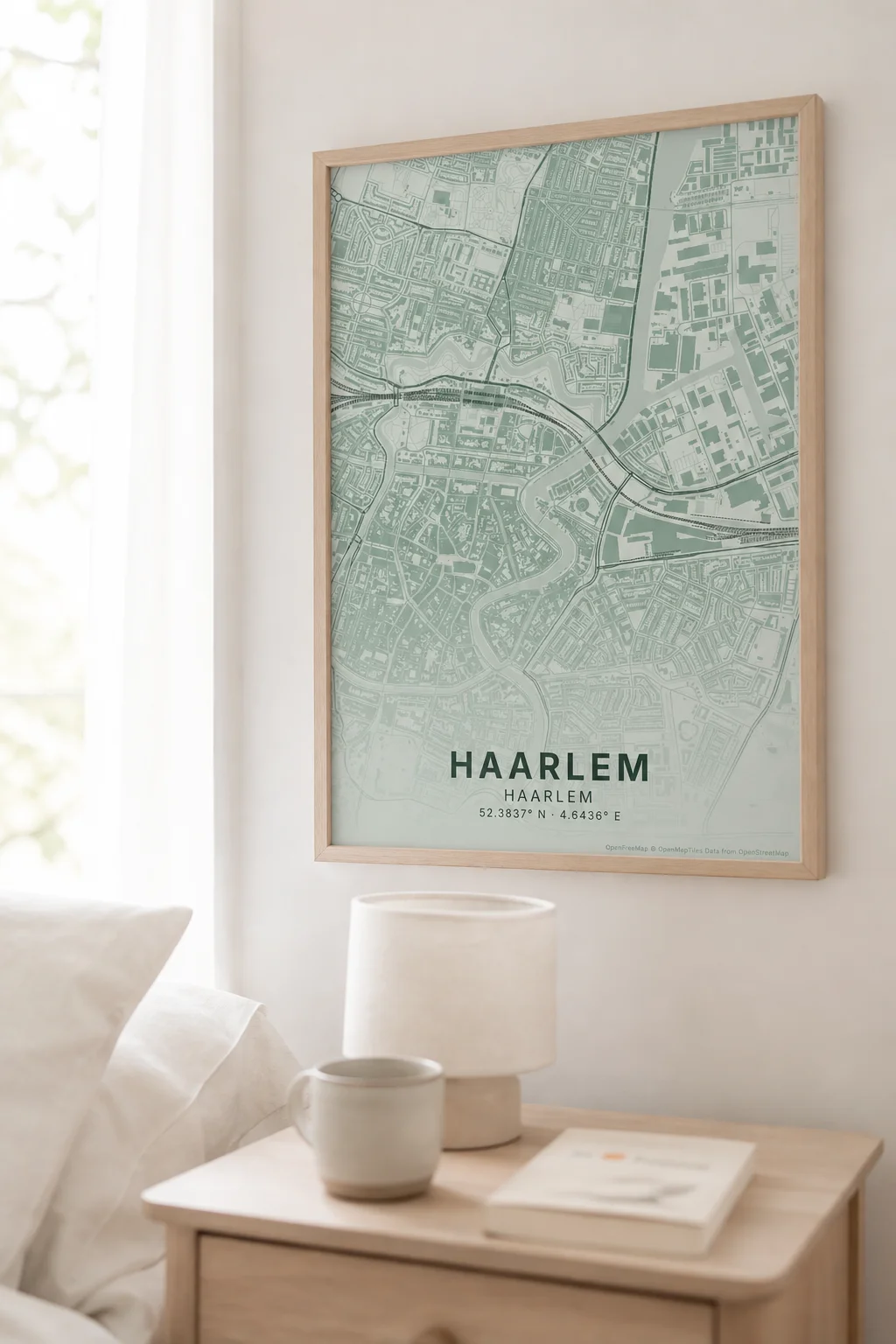 Kaartposter in Salie stijl in Scandinavisch interieur