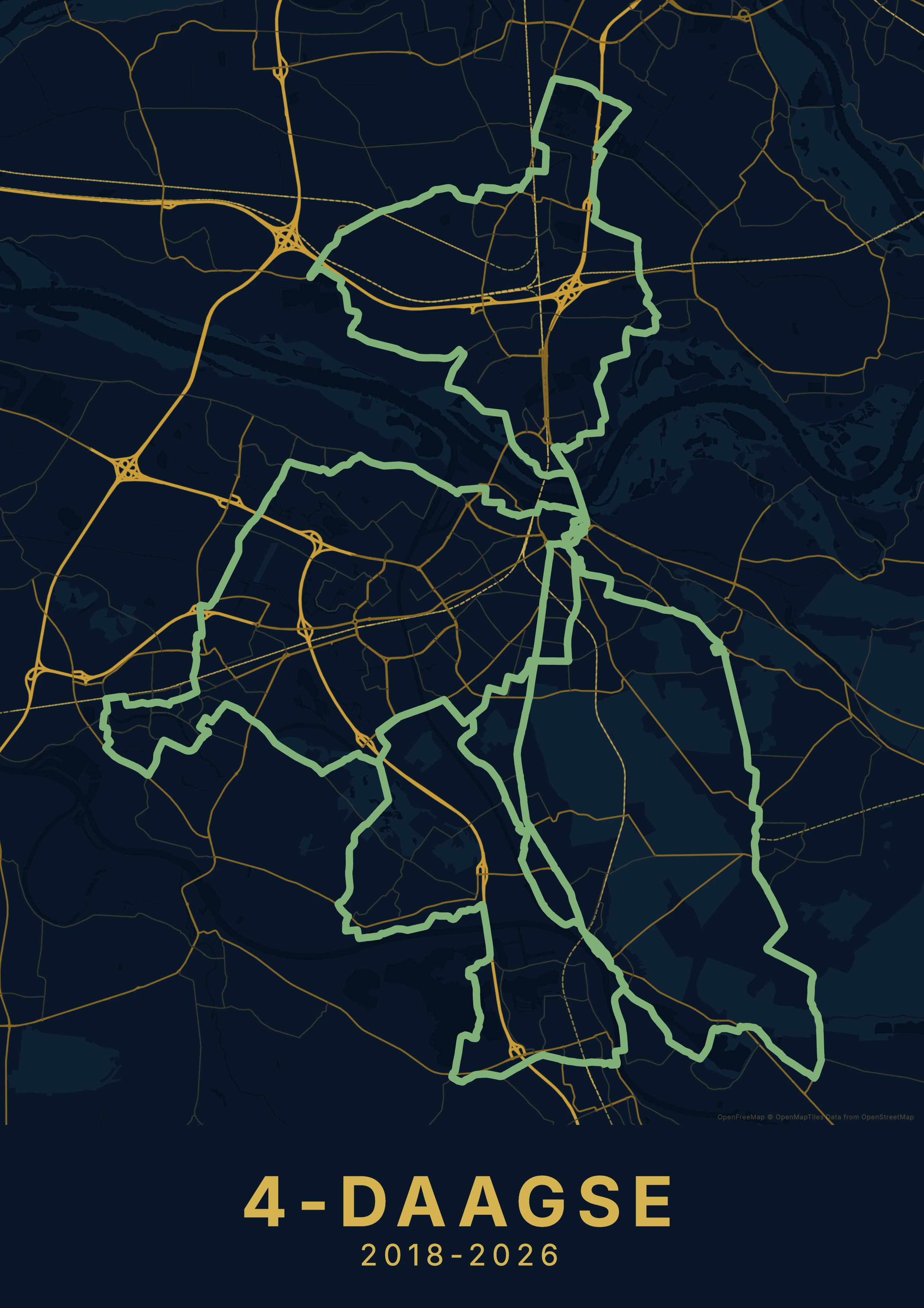 Vierdaagse Nijmegen kaartposter voorbeeld
